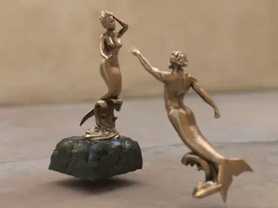 Mermaid statue - The Neptune and Nereida Sculpture 3D model