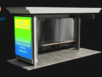 Bus Stop v1 Low-poly 3D model