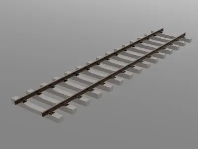 Railroad track - Railway track with concrete sleepers Low-poly 3D model