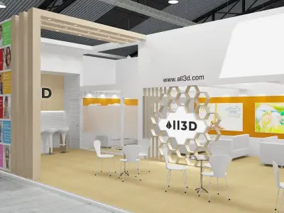 Exhibition Stand Stall  Two Side Open With 3D Hall 3D model