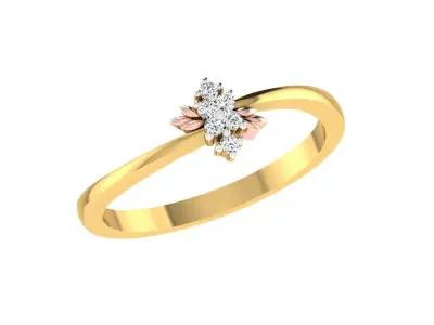 Light Weight Yellow Gold Diamond Ring  -ZA RN 1354 3D print model purchase