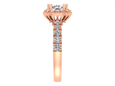 Halo Blue Sapphire and Diamond Engagement Ring 3D print model