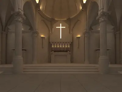 Church Interior 03 3D model