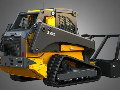333G Compact Track Loader with Forestry Package - Drum Mulcher 3D model