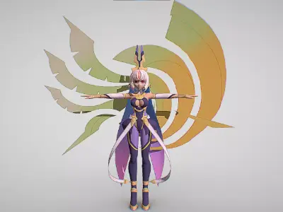 Luxia - Cyber Djinn - Gunvolt Record Cychronicle -  Anime Girl Low-poly 3D model