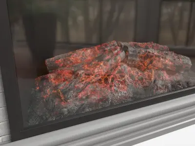 Fireplace in Faux Stone and Wood Delaro 3D model