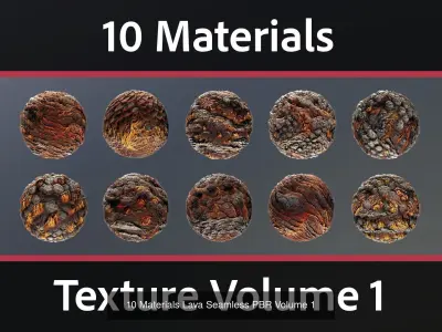 30 Materials Lava Seamless PBR Bundle 1 Texture