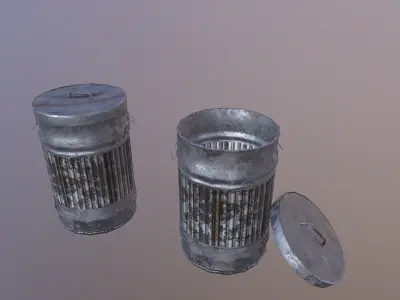 Trash Can Low-poly 3D model