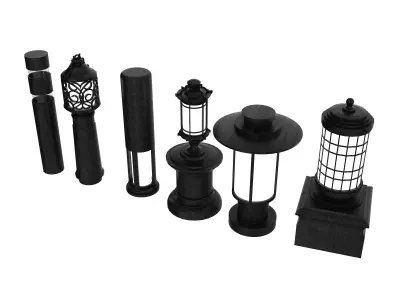 Street Lamp Low-poly 3D model 40