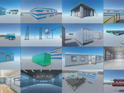 Industrial Props and Warehouses Collection 3D Model Pack