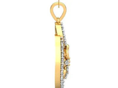 Yellow gold diamond pendent-P3 PS-07 3D print model