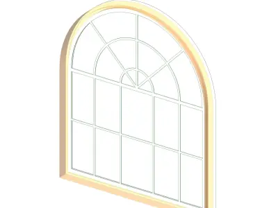 Arched window with Sunray transum 3D model