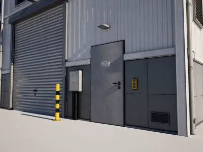  Industrial Warehouse Building Low-poly 3D model