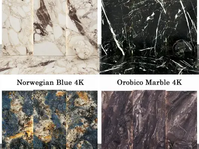 Marble 66 - Calacatta Ivory-Norwegian Blue-Orobico-Black Texture
