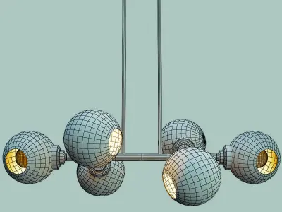 chendelier collection 4 gold chandelier with five glass globes 3D Model Pack