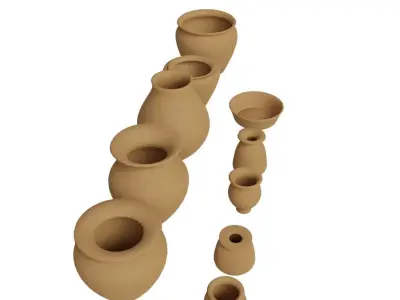 Terracotta Pots 10 Pack Free 3D model