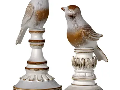 Decorative interior Rustic figurine statuette Birds on a stand 3D print model
