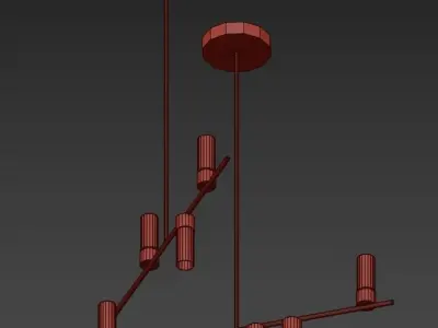 DURDEN modern chandelier with brass and glass shades 3D model