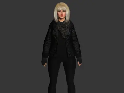 Emely -Blonde American Woman Rider Outfit Realistic 3D Character Low-poly 3D model
