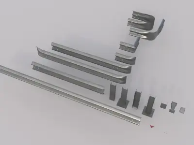 Road Barrier Guardrail Pack Low-poly 3D model