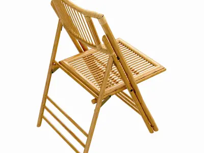 Rattan bamboo chair folding 3D model