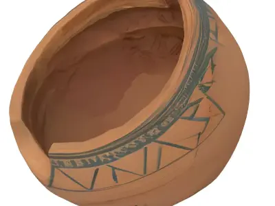 Ancient Terracotta Geometric Ritual Vessel Low-poly 3D model