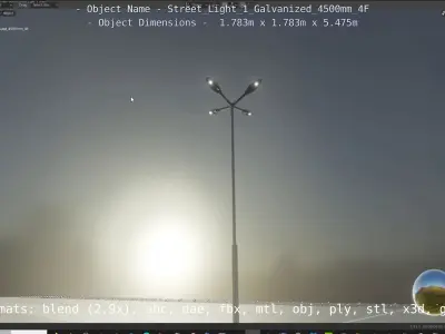 Street Light 1 Galvanized 4500mm 4F Low-poly 3D model