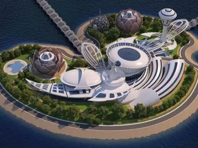 3 Full Scenes - Future City Island - Bundle 3D Model Pack