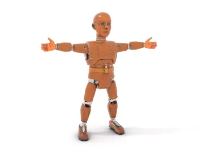 Wooden Mannequin Robot model pack Low-poly 3D model
