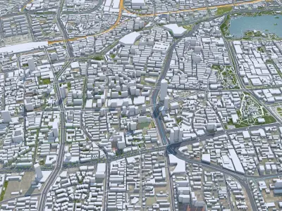 Jinan Shandong China 70km AI Low-poly 3D model