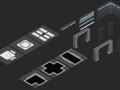 Sci Fi Corridor Kit 1 3D model