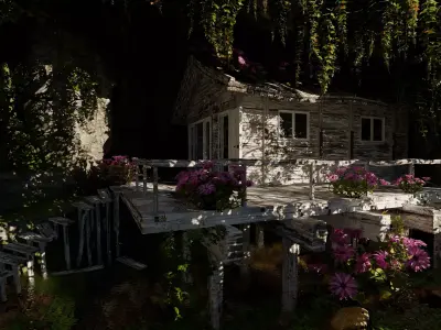 Cabin in woods Scene 3D model