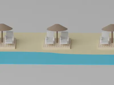 Cartoon Beach 3D model