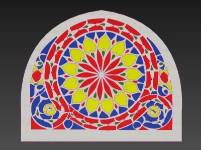 Yemeni Qamaria stained glasses windows 3D model