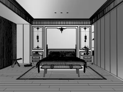 French Style Bedroom 3D Model 3D model