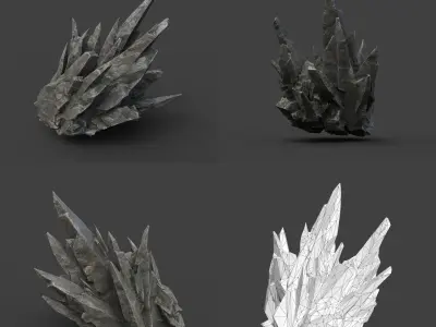 Spiky Black Rock 220626 - Ultra HD 16K Textures Low-poly 3D model