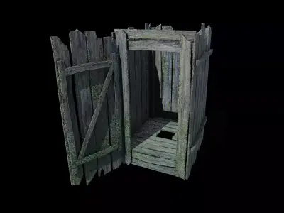 Wooden Toilet Low-poly 3D model
