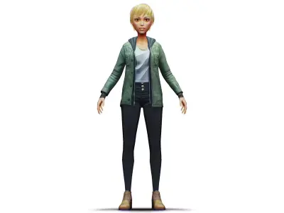 Young Woman - Smart Casual Clothes - Chic Street Style Outfit Low-poly 3D model