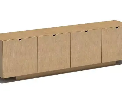 Four Door Wood Cabinet 3D model