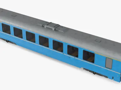  Economy-Class Passenger Coach with Air Vents Blue with Interior 