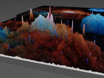 Low Res Tapestry of Blazing deep sky object 3d software analysis Free 3D print model