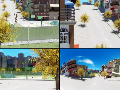 CarToon City Street Low-poly 3D model