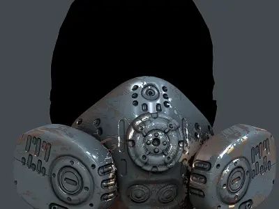 Gas mask helmet 3d model scifi Low-poly Low-poly 3D model 2