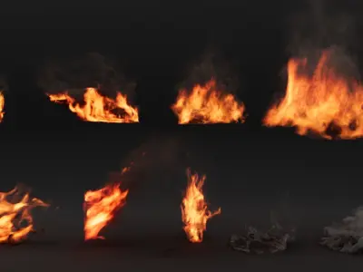 Burning city pack High Quality VDB animated 3D model