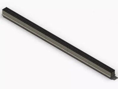 Concrete Trench Drain System V150 5000mm with Slotted Grate Modu 3D model