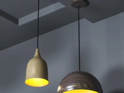 Wooden Pendant Light Pack Free 3D model