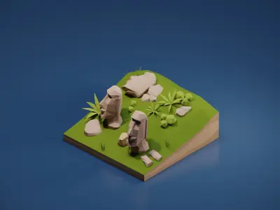 Easter Island Low-poly 3D model