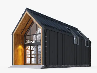 Barnhouse with stained glass windows 3D model