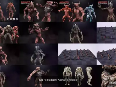 Sci-Fi Intelligent Aliens 3D Model Pack