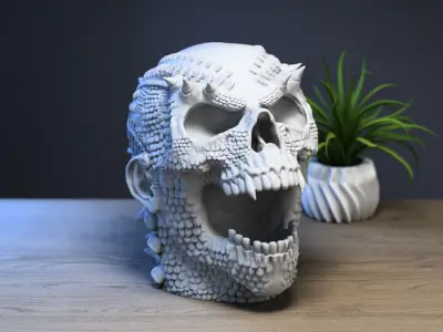 Skull dragon scream  headdphone Stand 3D print model